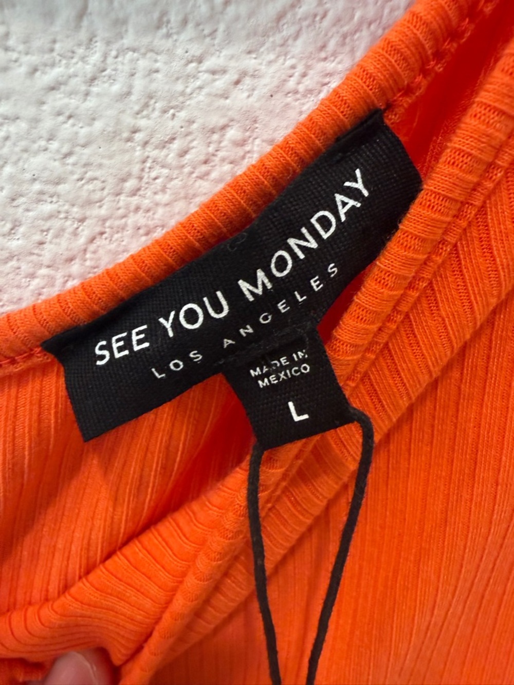 SEE YOU MONDAY LA One Shoulder Ribbed Side Slit Maxi Dress Orange Bodycon NWT L - Picture 9 of 10